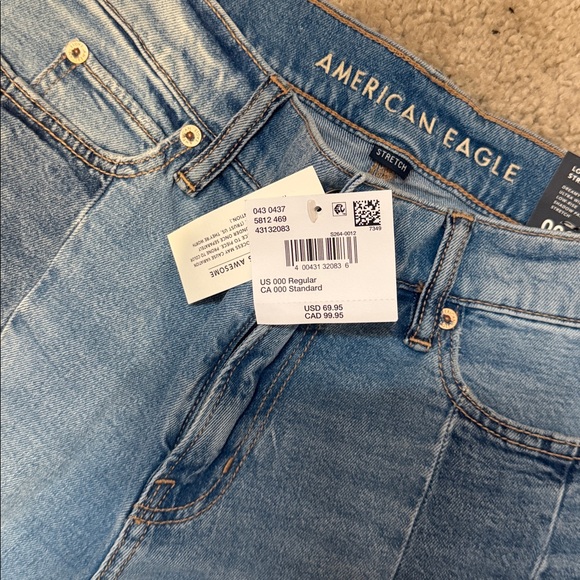 American Eagle Outfitters Two-Tone Blue Flare Jeans - Picture 4 of 9